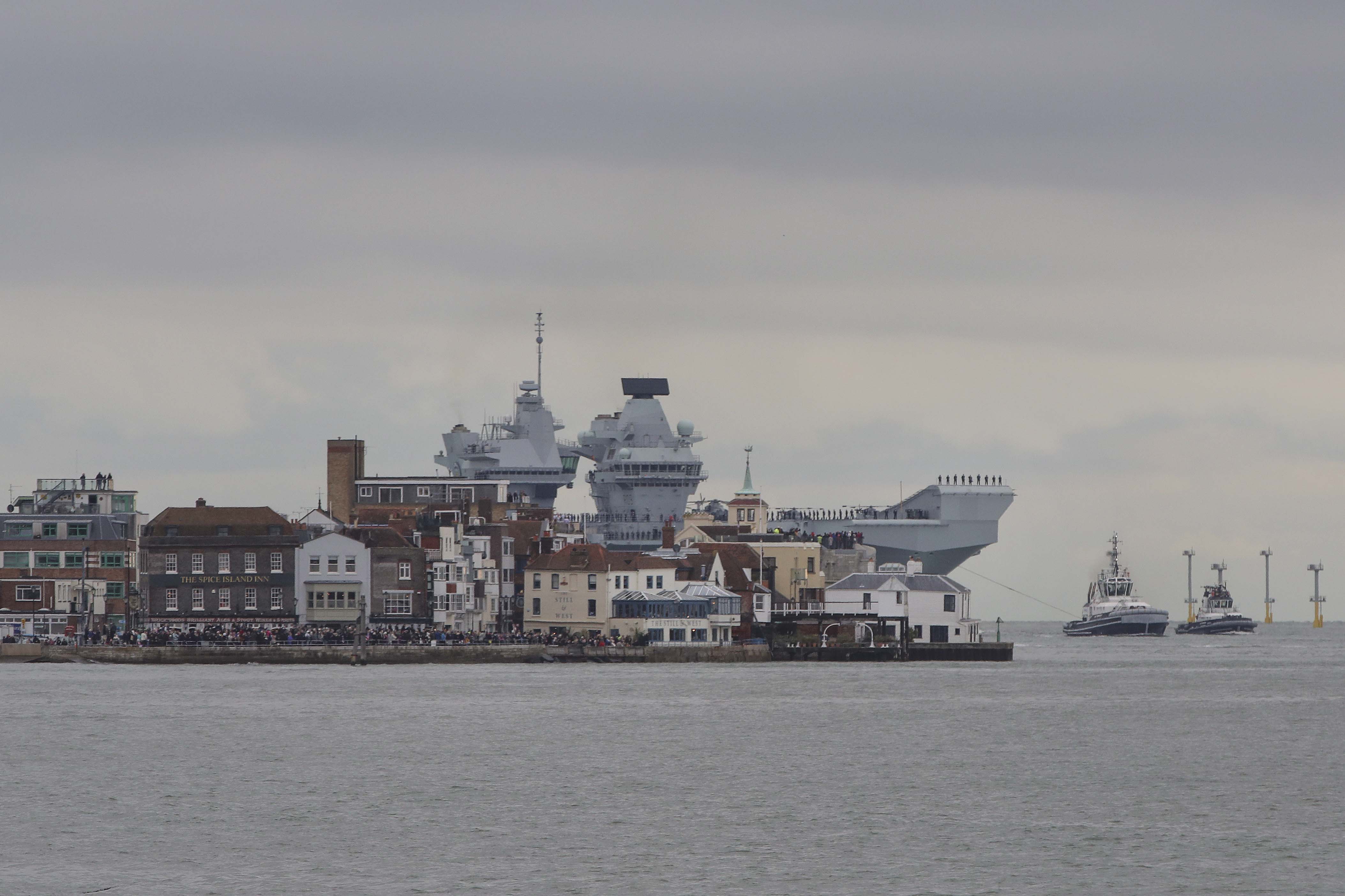 HMS Prince of Wales sails into Portsmouth. Picture: LPhot Rory Arnold